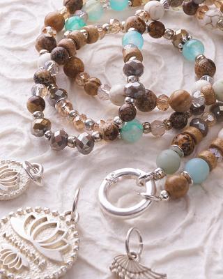 Preview: Saitos 88 SilverShiny, lange Edelstein Wechselkette